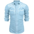 thumbnail image 1 of COOFANDY Men's Cowboy Button Up Western Shirts Cotton Embroidered Long Sleeve Shirt, 1 of 6