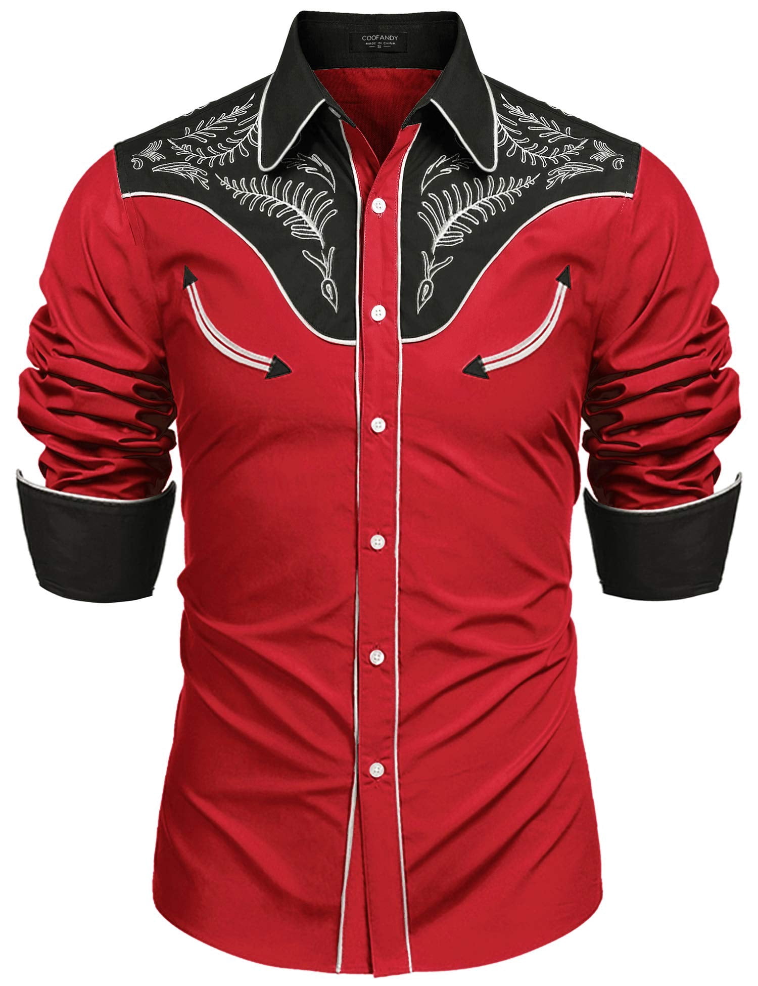 COOFANDY Men's Cowboy Custume Denim Long Sleeve Button Up Dress Shirt