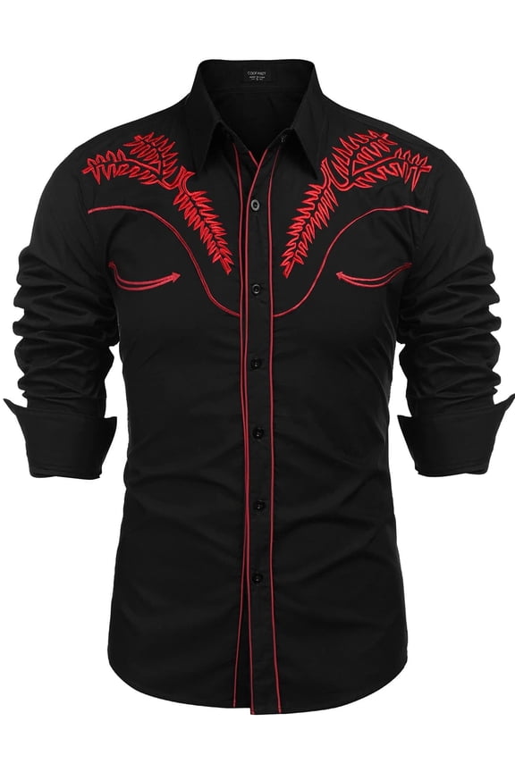 Cowboy Shirts for Men Long Sleeve Western Shirt Embroidered Button Up Shirts