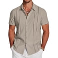 thumbnail image 1 of COOFANDY Men's Cuban Guayabera Linen Shirt - Short Sleeve Casual Beach Summer Button Down, 1 of 6