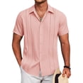 thumbnail image 1 of COOFANDY Men's Cuban Guayabera Shirt Short Sleeve Button Down Shirts Casual Summer Beach Linen Shirts, 1 of 6