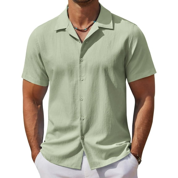COOFANDY Men Casual Summer Shirts Short Sleeve Breathable Cruise Resort Wear Shirt