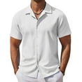 thumbnail image 1 of COOFANDY Mens Short Sleeve Button Down Shirts Textured Linen Button Up Summer Shirt, 1 of 5