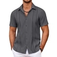 thumbnail image 1 of COOFANDY Men's Cuban Guayabera Shirt Summer Beach Vacation Shirt Casual Short Sleeve Button Down Resort Wear, 1 of 6