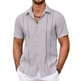 thumbnail image 1 of COOFANDY Men's Cuban Guayabera Shirt Summer Beach Vacation Shirt Casual Short Sleeve Button Down Resort Wear, 1 of 6