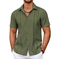 thumbnail image 1 of COOFANDY Men's Cuban Guayabera Shirt Summer Beach Vacation Shirt Casual Short Sleeve Button Down Resort Wear, 1 of 6