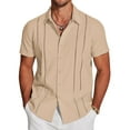 thumbnail image 1 of COOFANDY Men's Cuban Guayabera Short Sleeve Button Down Shirt - Casual Summer Beach Linen Shirts, 1 of 7