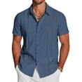 thumbnail image 1 of COOFANDY Men's Cuban Guayabera Short Sleeve Button Down Shirt - Casual Summer Beach Linen Shirts, 1 of 6