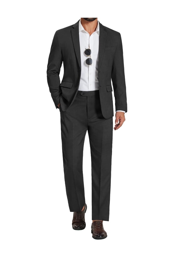 Men's 2 Piece Suits Classic Fit Suit Set 2 Button Blazer Jacket and Dress Pants for Wedding Business Prom