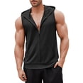 thumbnail image 1 of ELESOL Men's Workout Hoodedk Tops 1PC&2 PC Zip Up Sleeveless Gym Shirts Muscle Cut Off T Shirt Bodybuilding Hoodies, 1 of 8