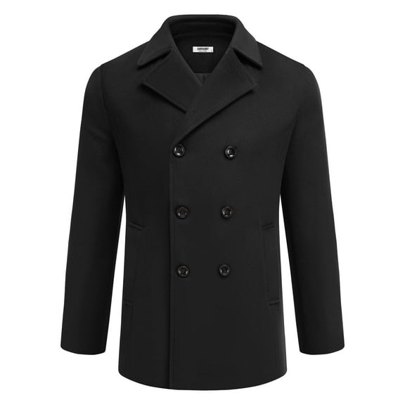 COOFANDY Mens Coat Double Breasted Short Trench Coat, Business Casual Knee-Length Overcoat with Lapel Collar, Slim Fit for Fall and Winter