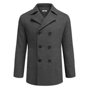 Mens Coat Double Breasted Short Trench Coat, Business Casual Knee-Length Overcoat with Lapel Collar, Slim Fit for Fall and Winter
