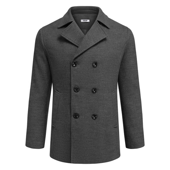 COOFANDY Mens Coat Double Breasted Short Trench Coat, Business Casual Knee-Length Overcoat with Lapel Collar, Slim Fit for Fall and Winter