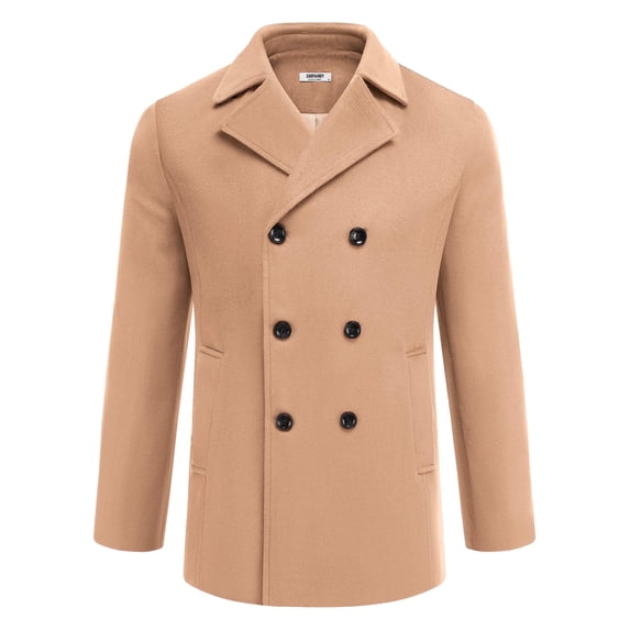 COOFANDY Mens Coat Double Breasted Short Trench Coat, Business Casual Knee-Length Overcoat with Lapel Collar, Slim Fit for Fall and Winter