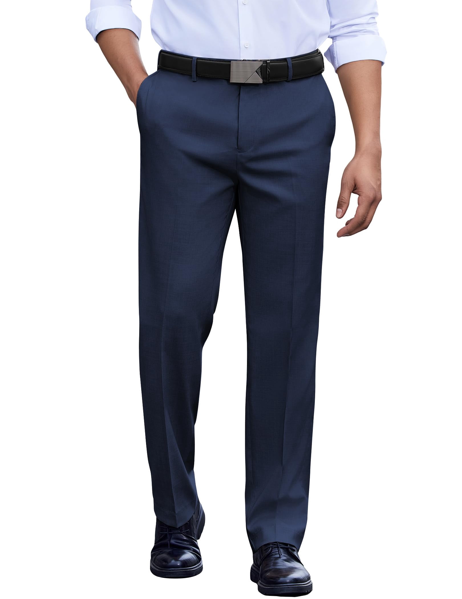 COOFANDY Men's Dress Pants Flat Front Straight Suit Pants Wrinkle Free ...