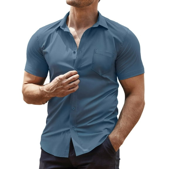 COOFANDY Men's Dress Shirt Short Sleeve Button Down Shirts with Pocket