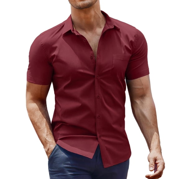 COOFANDY Men's Dress Shirt Short Sleeve Button Down Shirts with Pocket