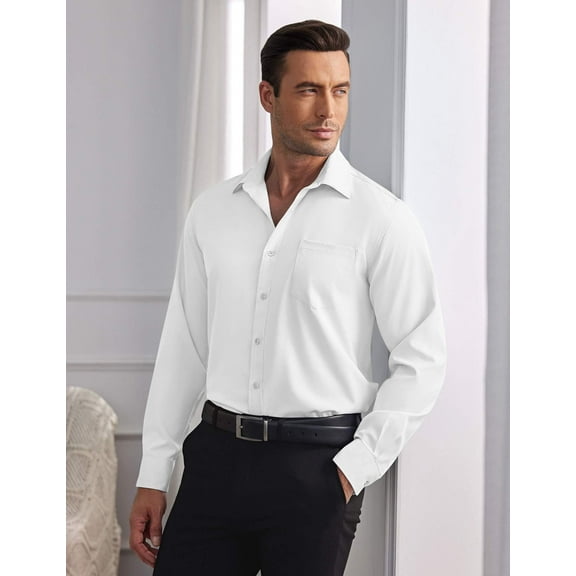 COOFANDY Wrinkle Free Untucked Shirts for Men Long Sleeve Button Down Shirt Business Dress Shirts