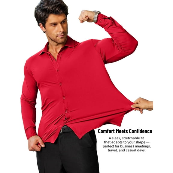COOFANDY Men's Business Dress Shirts Long Sleeve Stretch Wrinkle Free Dress Shirt