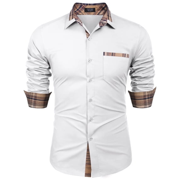 COOFANDY Men's Dress Shirts Long Sleeve Stretch Formal Button Down Shirt with Pocket