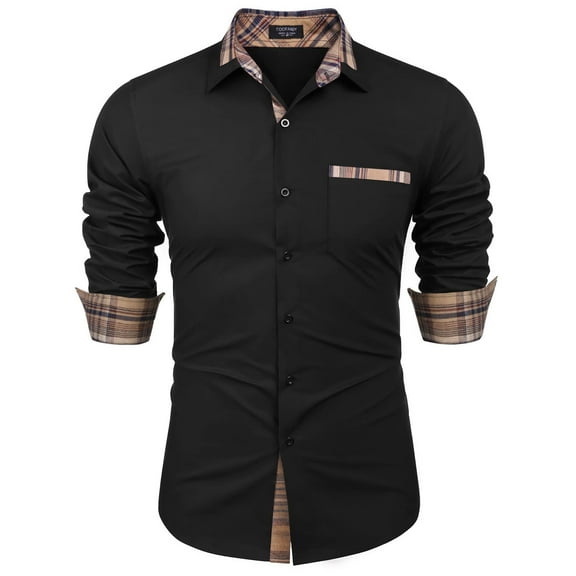 COOFANDY Men's Dress Shirts Long Sleeve Stretch Formal Button Down Shirt with Pocket