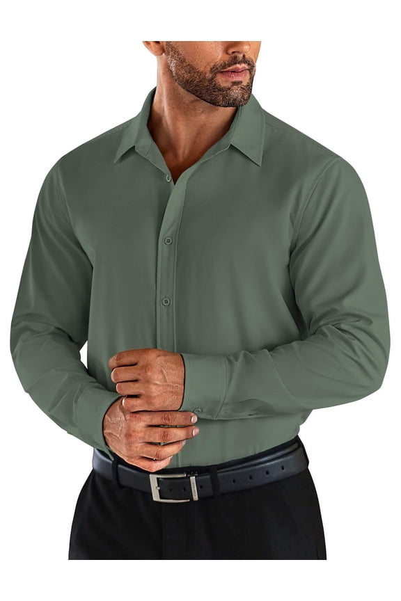 Shirt Athletic Fit Dress Shirts Long Sleeve Button Down Shirts for Men