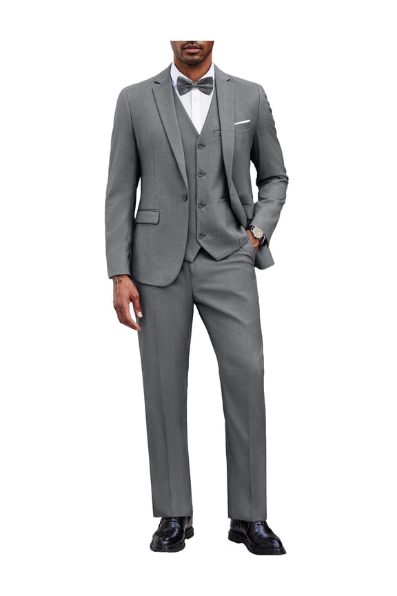 Men's 3 Piece Slim Fit Suit Set Classic One Button Blazer Suit Vest Dress Pants Formal Suits for Wedding Dinner Prom Graduation Party Business