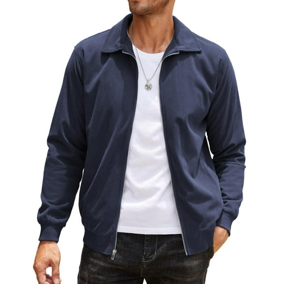 COOFANDY Men's Fashion Casual Lightweight Corduroy Jacket Vintage Retro Cotton Bomber Jacket