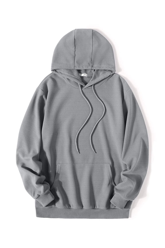 Men's Fashion Hoodies Sweatshirt Long Sleeve Workout Waffle Pattern Pullover Sweatshirts