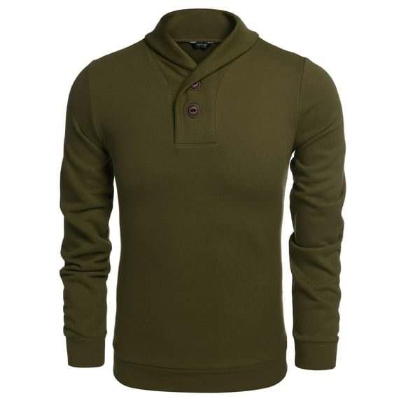 COOFANDY Men's Shawl Collar Long Sleeve Knitted Pullover Sweater Sweatshirts