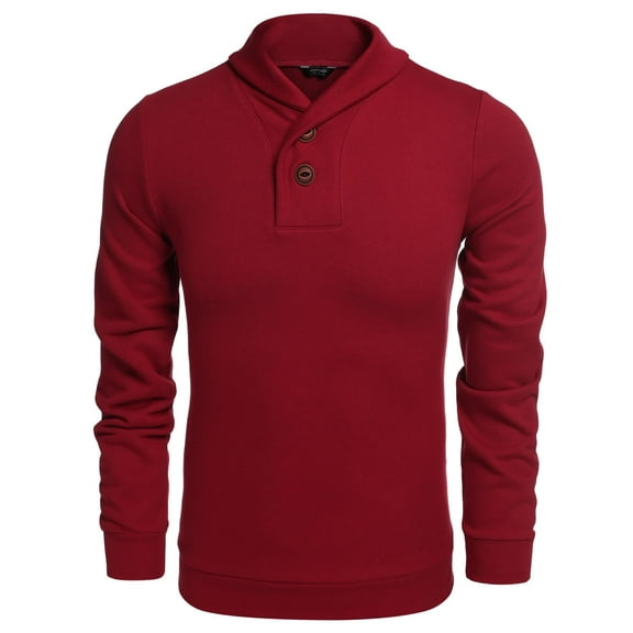 COOFANDY Men's Shawl Collar Long Sleeve Knitted Pullover Sweater Sweatshirts