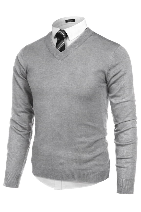 Mens V Neck Sweater Long Sleeve Knitted Casual Winter Pullover Sweaters
