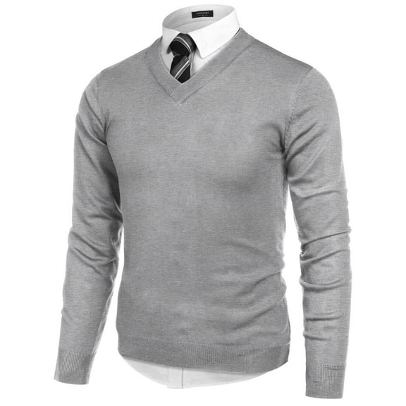 COOFANDY Mens V Neck Sweater Long Sleeve Knitted Casual Winter Pullover Sweaters