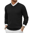 thumbnail image 1 of COOFANDY Men Casual V Neck Sweater Ribbed Knit Slim Fit Long Sleeve Pullover Top, 1 of 7