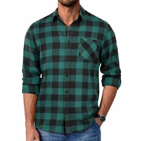 COOFANDY Plaid Shirts for Men Button Up Shirts Men's Flannel Long Sleeve Shirt