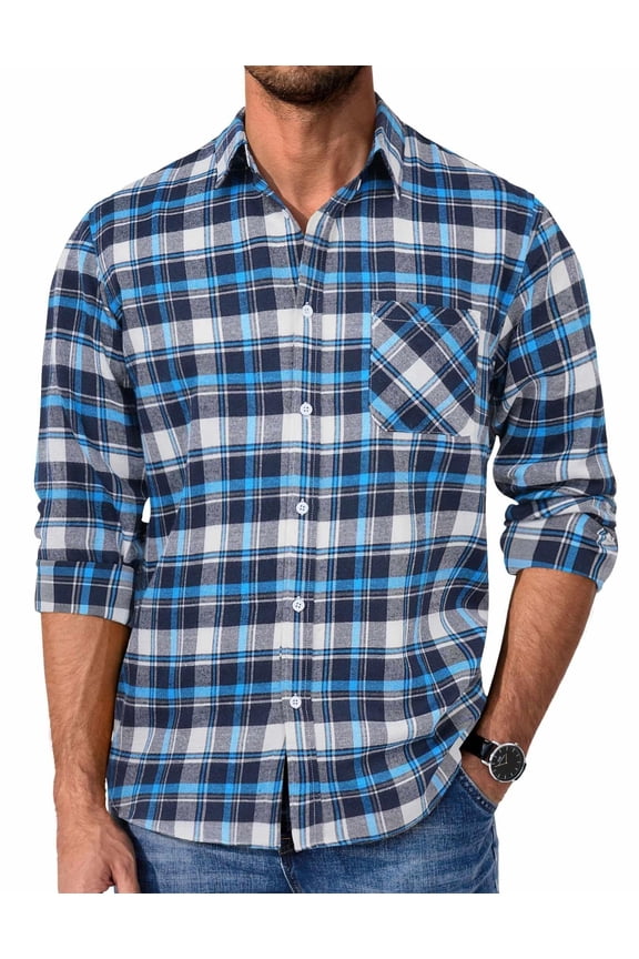 Mens Flannel Plaid Shirt Long Sleeve Plaid Shirt Western Flannel Shirts