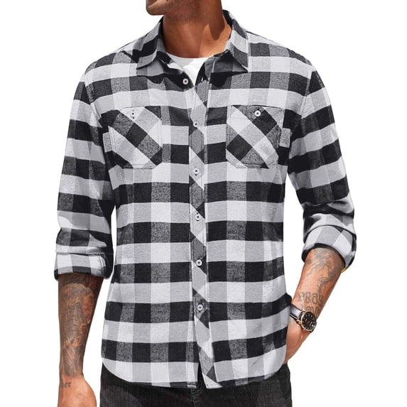 COOFANDY Mens Flannel Shirts Wrinkle Free Casual Stylish Shirt Lightweight Button Down Plaid Shirts Jacket