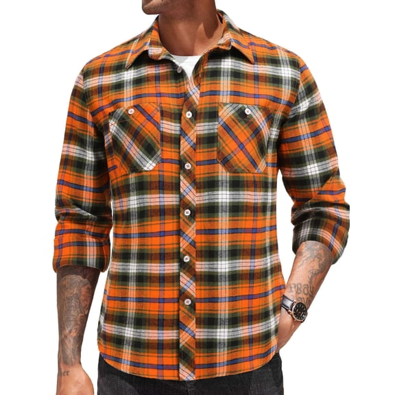 COOFANDY Mens Flannel Shirts Wrinkle Free Casual Stylish Shirt Lightweight Button Down Plaid Shirts Jacket