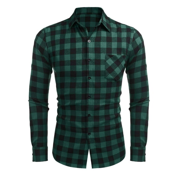 COOFANDY Men's Flannel Plaid Shirts Long Sleeve Casual Cotton Button Down Shirts