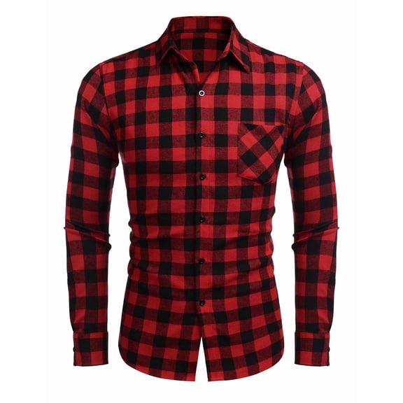 COOFANDY Men's Flannel Plaid Shirts Long Sleeve Casual Cotton Button Down Shirts