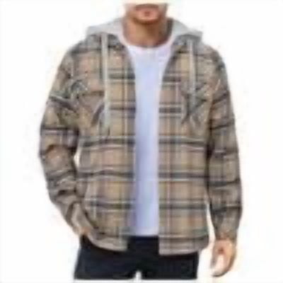 COOFANDY Men's Flannel Shirt Jacket Fleece Lined Plaid Coat Full Zip Up Hoodie