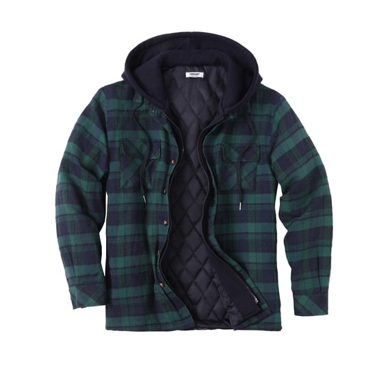 COOFANDY Men's Flannel Shirt Jacket Warm Quilted Lined Hooded Long Sleeve Plaid Shirt Jackets