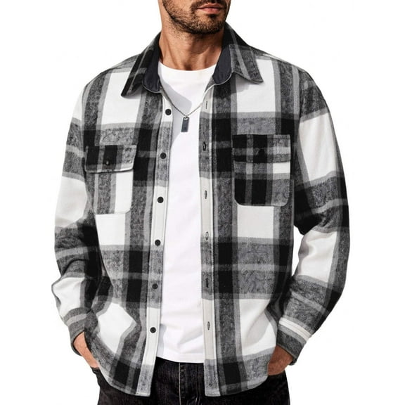 COOFANDY Men's Flannel Shirt Jackets Lightweight Jackets Button Down Shacket Overshirt Fall Clothing