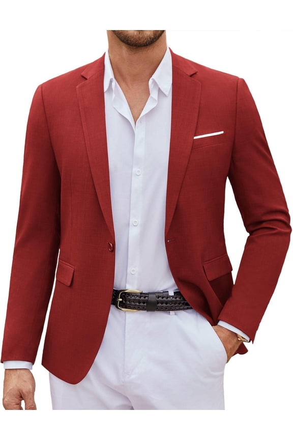 Men's Casual Suit Jackets Regular Fit Lightweight Blazer One Button Dinner Dress Jacket for Men