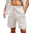 thumbnail image 1 of COOFANDY Mens Flat Front Shorts Casual Linen Lightweight Breathable Elastic Waist Shorts, 1 of 7