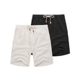 thumbnail image 1 of COOFANDY Men's Flat Front Linen Shorts Lightweight Drawstring Summer Beach Shorts, 1 of 5