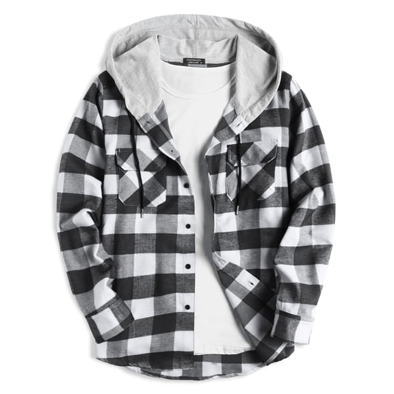 COOFANDY Men's Fleece Shirt Hoodie Jacket Long Sleeve Button Down Drawstring Sweatshirt