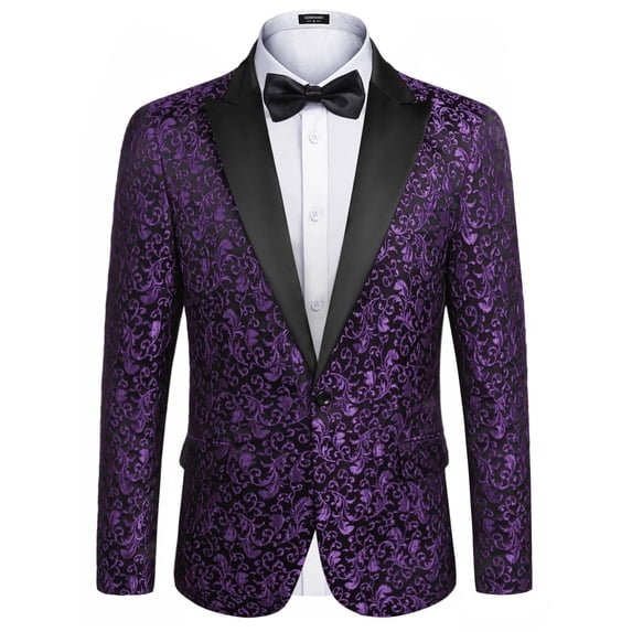 COOFANDY Men's Floral Party Dress Suit Stylish Dinner Jacket Wedding Blazer One Button Tuxdeo
