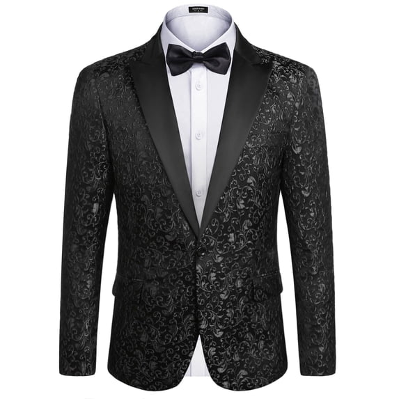 COOFANDY Men's Floral Party Dress Suit Stylish Dinner Jacket Wedding Blazer One Button Tuxdeo