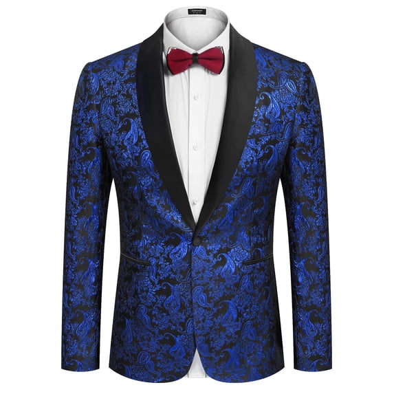 COOFANDY Men's Floral Tuxedo Jacket Formal Wedding Jacket Jacquard Suit Jacket Regular Fit for Prom Wedding Party